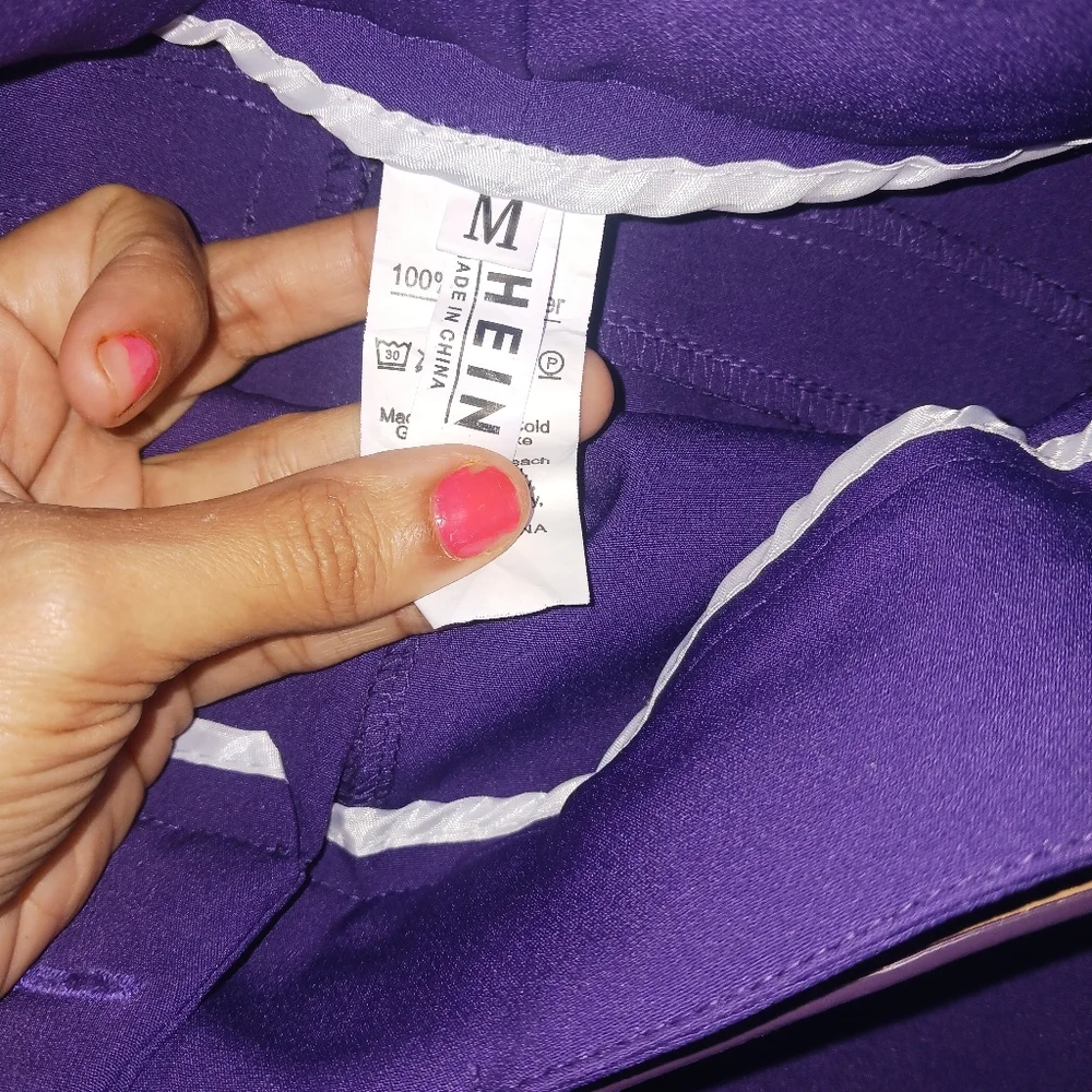 SHEIN Women Purple Belted Trouser Pant